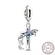 MULA 925 Sterling Silver DIY Charm CZ Sparkling Cross PendantFor Women Bracelet