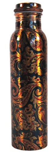 100% Pure Copper Ayurvedic Water Bottle + cup - Yoga Sport Trekking Health Benef - Picture 2 of 10