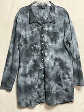 New Fashion Nova 3X Grey Tie Die Collared Shirt Dress, Button down, Long Sleeves