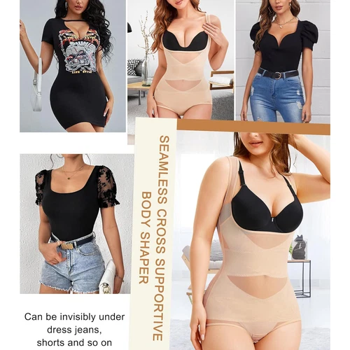 Women Tummy Control Shapewear Bodysuit Hi-waist Butt Lifter Open Bust Slimming - Picture 11 of 23