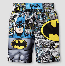 Batman Boy's Swim Trunks NWT M DC Comics Yellow Black Blue