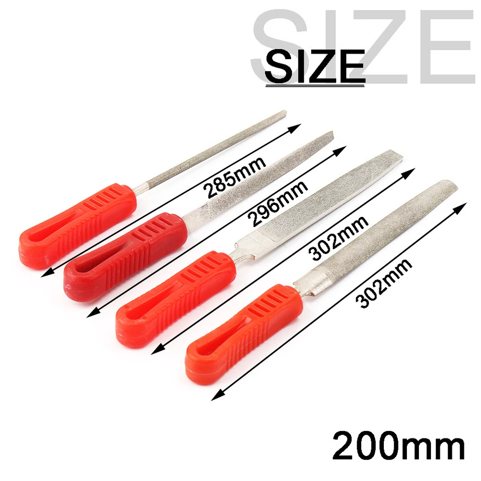 8" 200mm Diamond Coated Files Set Hand Repair Tools For Grinding Glass Jewelry - Image 2 of 4