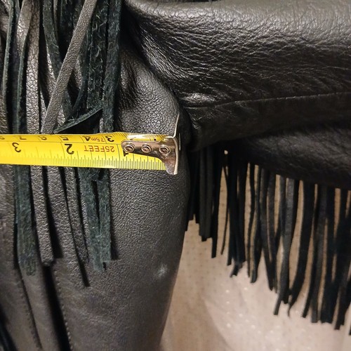 Erste Echtlederjacke mit Fransen und roten Rosenakzenten Damen Größe M - Bild 13 von 24