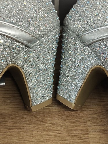 UK Size 3 Girls Mid Heel Diamante Party Court Shoes Bridesmaid Shoes NWB - Picture 10 of 20