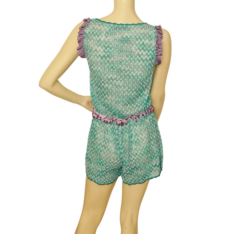 Missoni Mare Blue Zig Zag Knit Purple Ruffles Romper Playsuit Shorts size 40 - Image 2 of 4