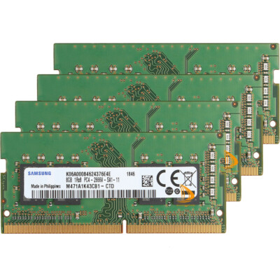 Samsung 32GB DDR4 RAM 4x 8GB 1RX8 PC4-2666V 21300Mhz 260pin