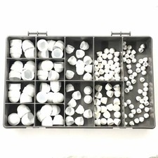 150 ASSORTED PIECE WHITE DOME PLASTIC NUT & BOLT COVERS M4 M5 M6 M8 M10 M12 KIT