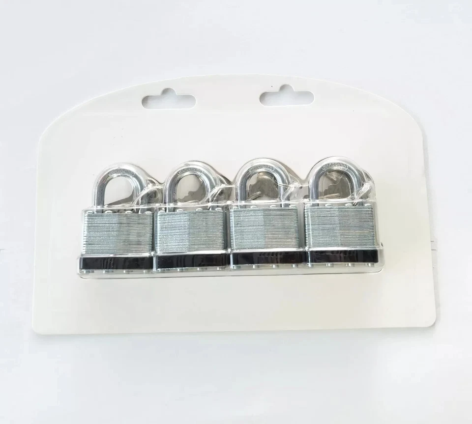 4 Pack Steel Padlock 1-1/2 Inch 40mm Keyed Alike Lock Brass Cylinder & 8 Key - Image 2 of 4