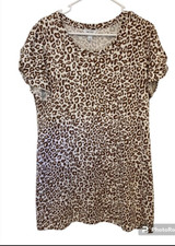 Nine West Womens Dress Sz L Short Sleeves Leopard Print Cotton Blend