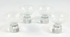 Vintage ECHT BLEIKRISTALL Geschliff Open Salt Cellar Footed Dishes 2.5" Set of 4