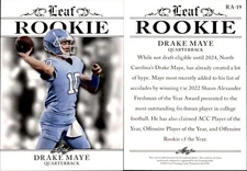 2023 Leaf Rookie Achievement Drake Maye RC #RA-19 North Carolina Tar Heels