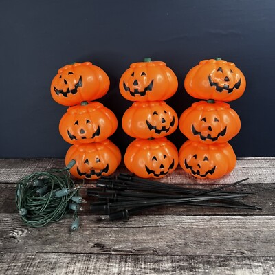 Vtg 90s OTC Jack-O-Lites Pumpkin Blow Mold Path Light Lamplight Farms Halloween