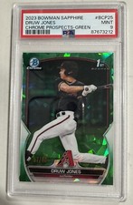 2023 Bowman Sapphire Chrome Green #BCP-25 Druw Jones /60 1st Refractor PSA 9 SSP