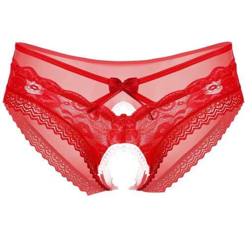 Men's See-through Briefs Open Crotch Panties Thong Crossdress Underwear Lingerie - Picture 18 of 93