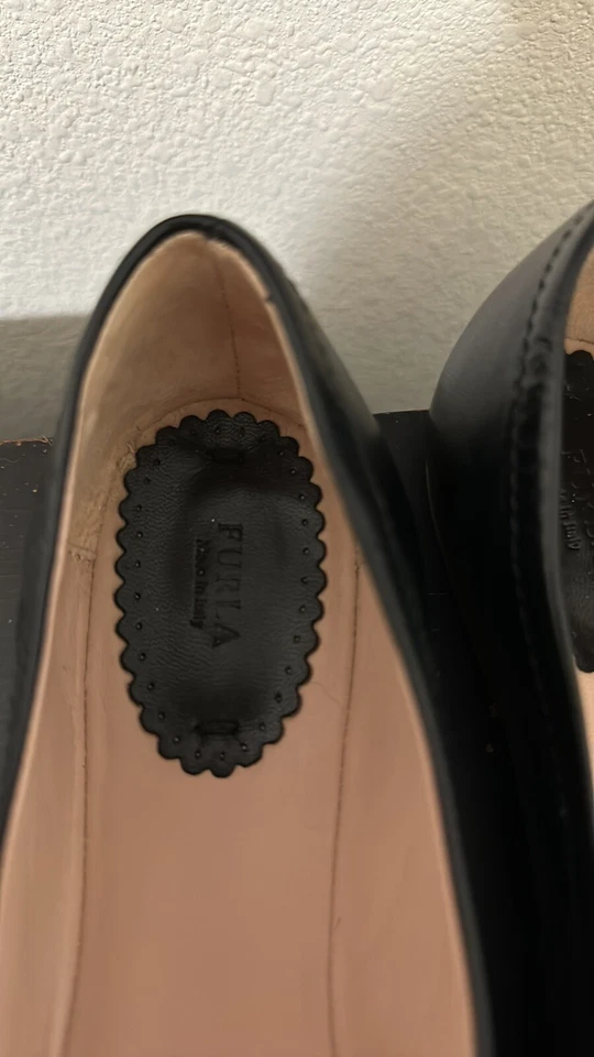 Furla Ballet Pisos Cuero Negro Logo Mujer 40 Hecho en Italia Foto 3 de 4