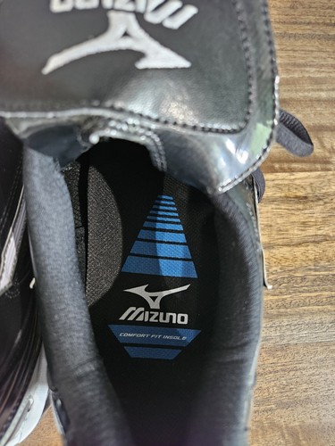Mens Size 13 Nine Spike Classic Baseball Metal Cleats MIZUNO Black White New - Picture 7 of 13