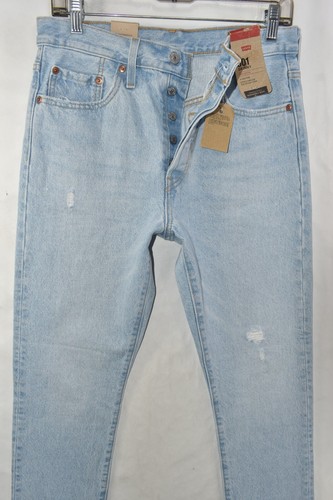 New Levi's 501 S Skinny High Rise Distressed Light Blue Jeans Womens Size 28x28 - Picture 2 of 10