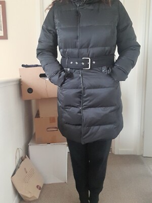 French Connection Padded Belted Coat 10 Black UK