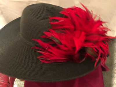 Scala Red and Black Feathered Women\'s Hat Amazon.com: ILOVEMASKS Red Black Victorian Feather Steampunk  main image 4