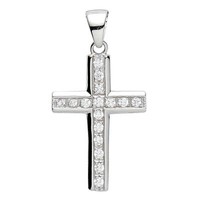 Basic Silber 27.0001S Damen AnhäNger Kreuz Sterling-Silber 925 Weiß Zirkonia