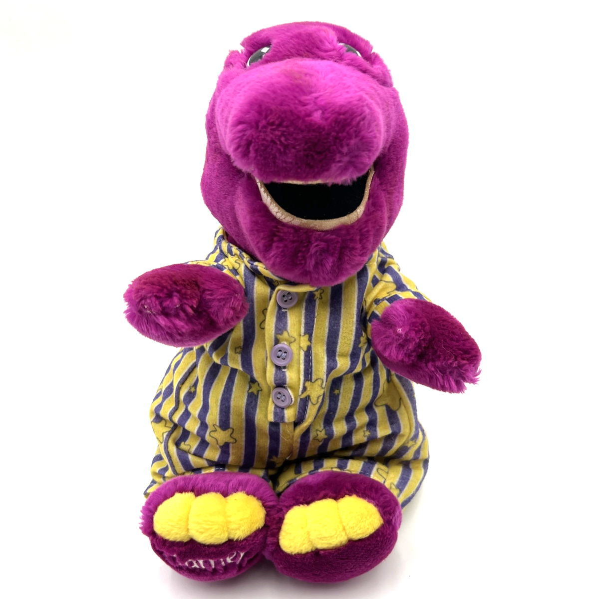 Bedtime Barney Plush Yellow Pajamas PJs Stars No Hat Nighty Nite