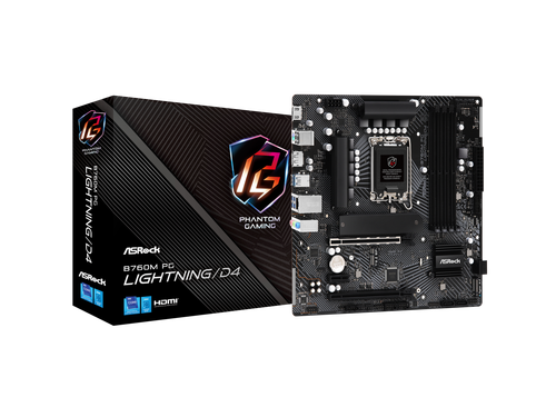 ASRock B760M PG Lightning/D4 LGA 1700 Intel B760 Micro ATX DDR4 4 SATA3 Motherbo