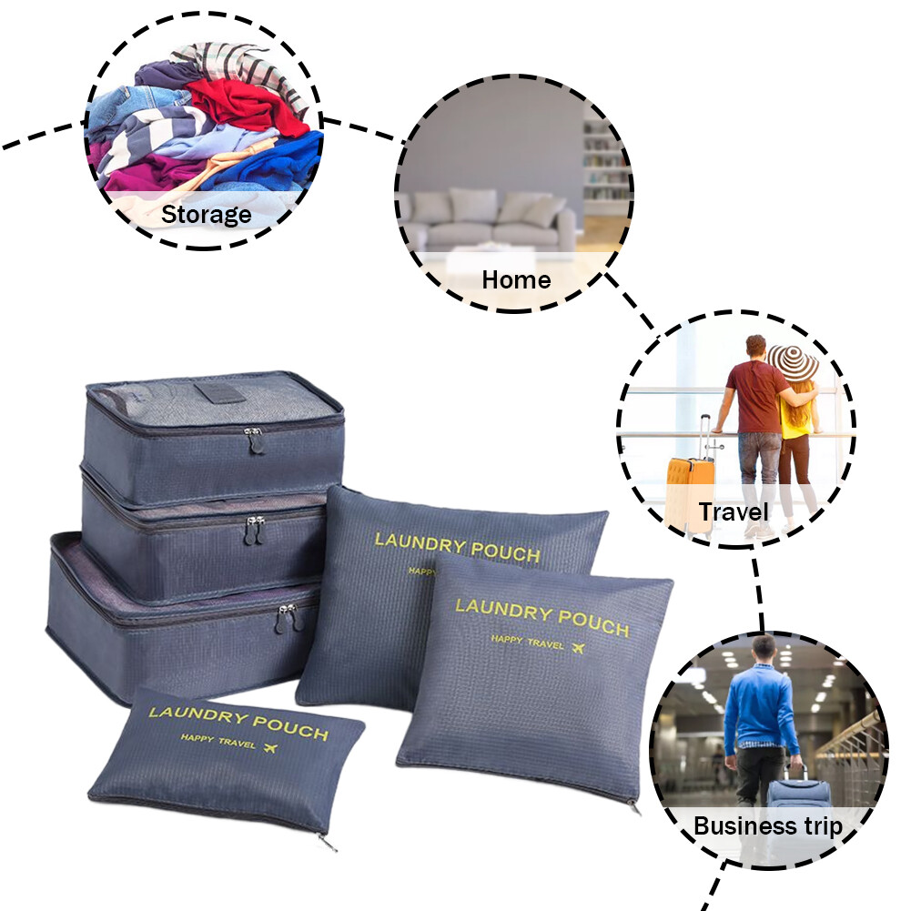 6pcs/set Travel Makeup Bag Travel Packing Bags for Sheets Underwear Shoe Socks eBay