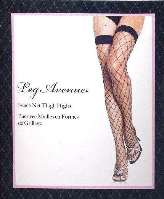 Medias altas cerca red muslo negro blanco rosa banda top mujer Reg Leg Avenue 9014 Foto 3 de 4