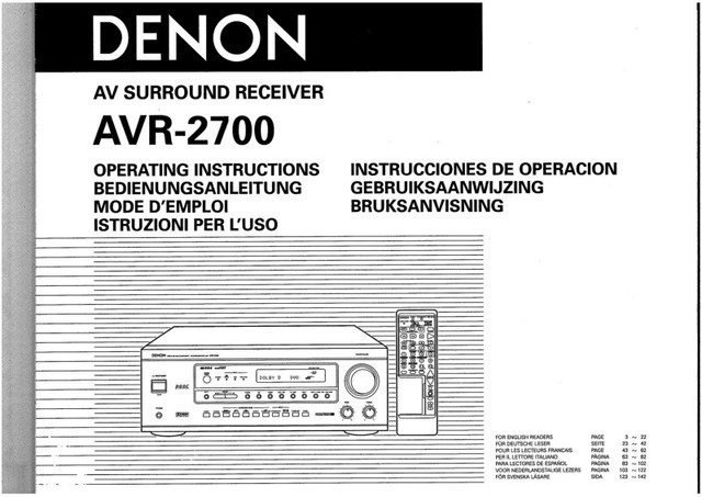 Denon AVR-2700 AV Receiver Owners Manual | eBay