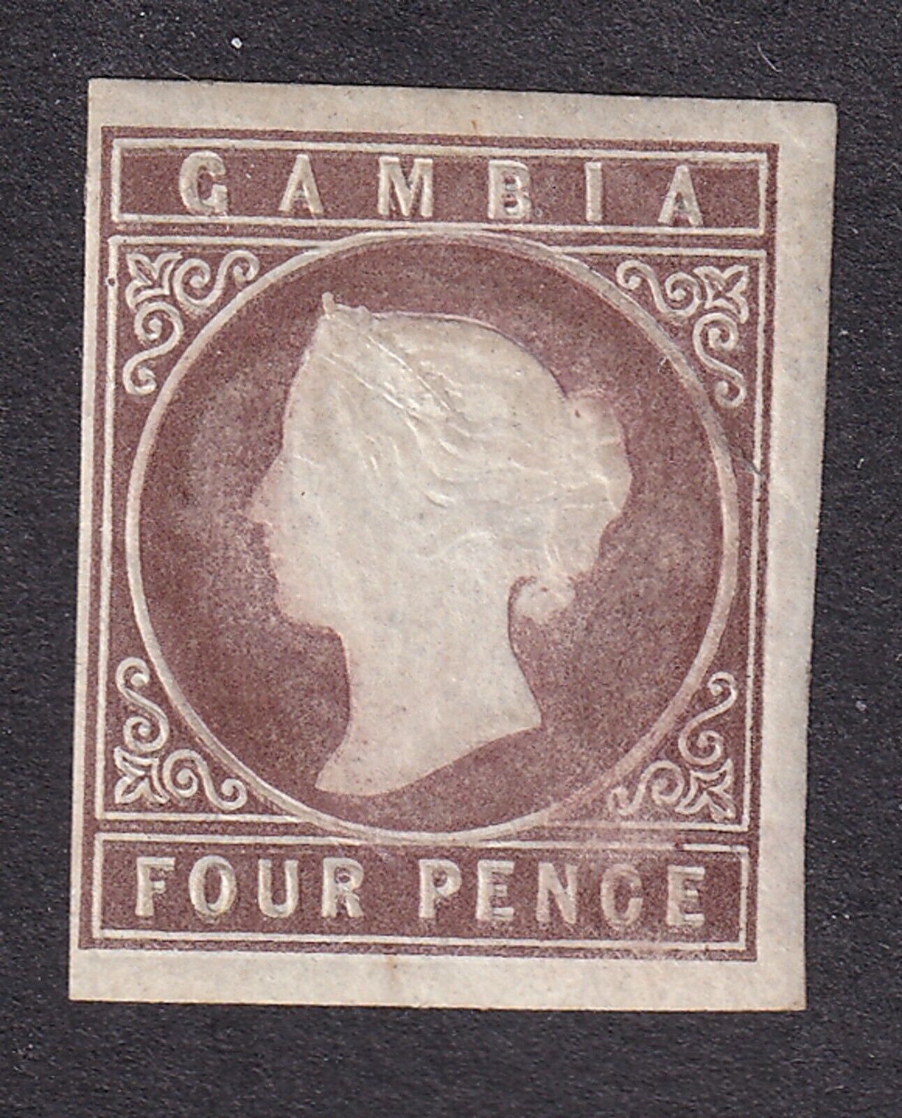 Gambia 1869 4d brown S.G.1 HINGED CAT Long New product!! Beach Mall MINT £600