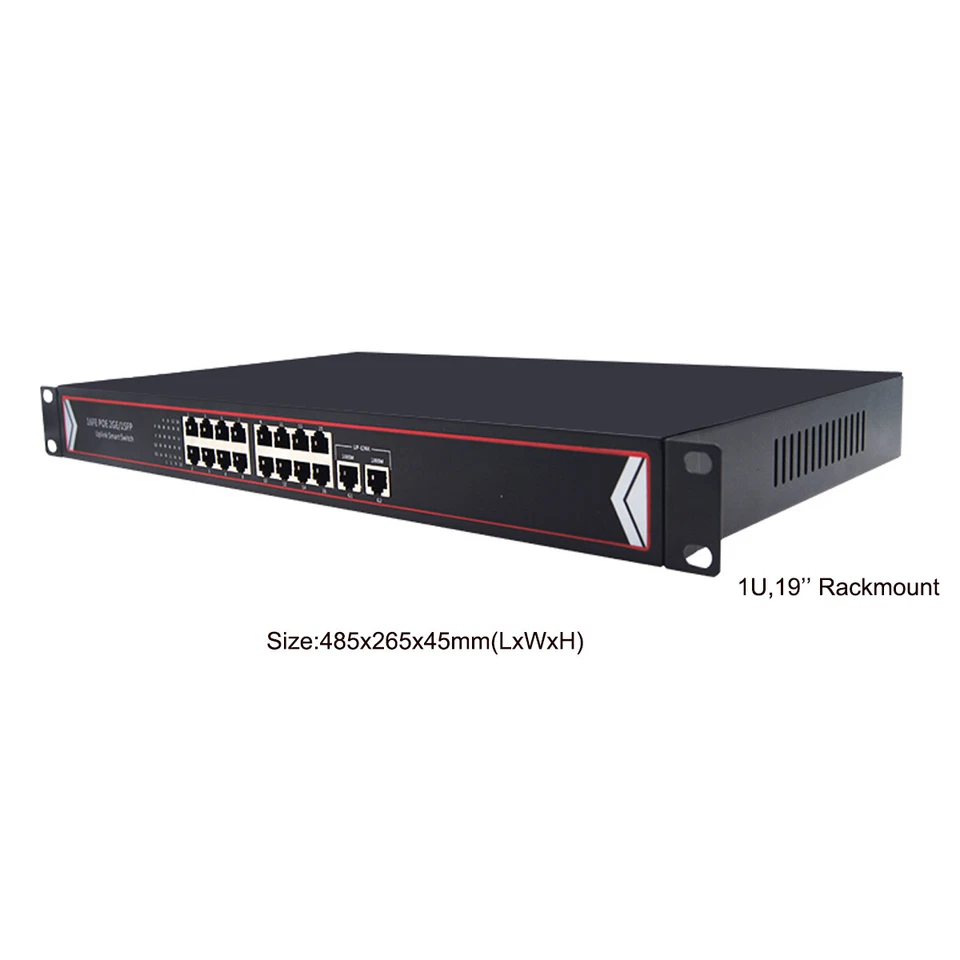 16 Port PoE Networking Network Switch Power Over Ethernet for Network IP Cameras - Image 4 of 4