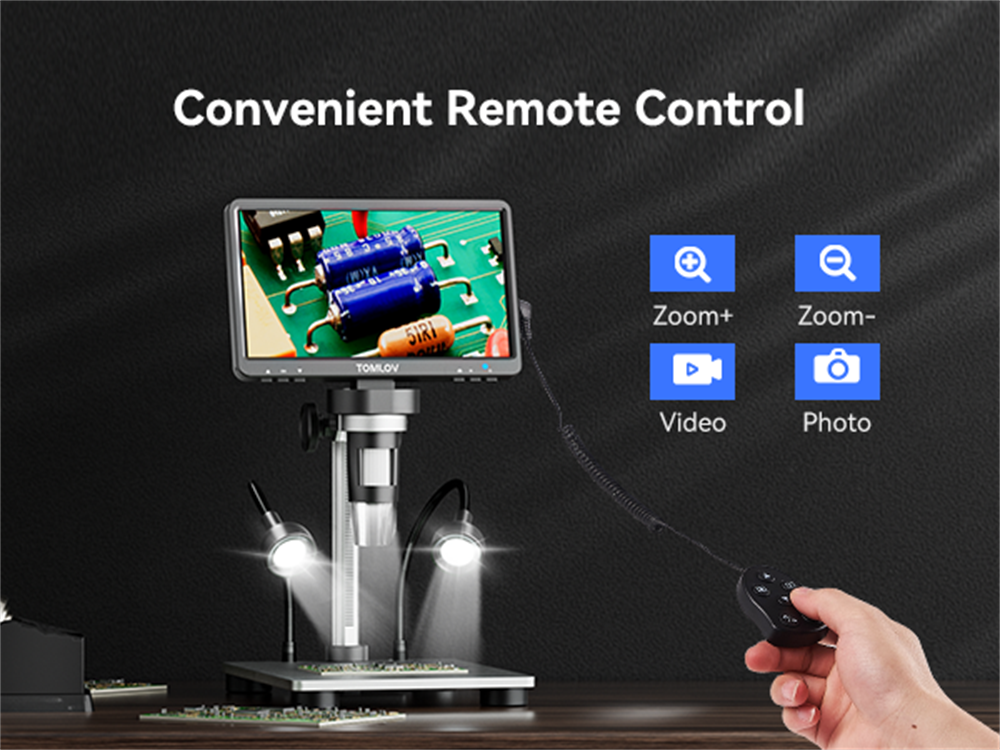 TOMLOV DM602 Microscopio Digital De Triple Lente Microscopio LCD HDMI De 101 Pulgadas Pantalla Ips Microscopio De Monedas De Soldadura Con Luces