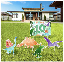 Dinosaur Yard Signs 10th Birthday for Boys Kids Party 6PCS Colorful Set