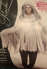 New Ghost Bride Deluxe Poncho Adult Womens Costume LACE  CHAIN DETAIL -One Size