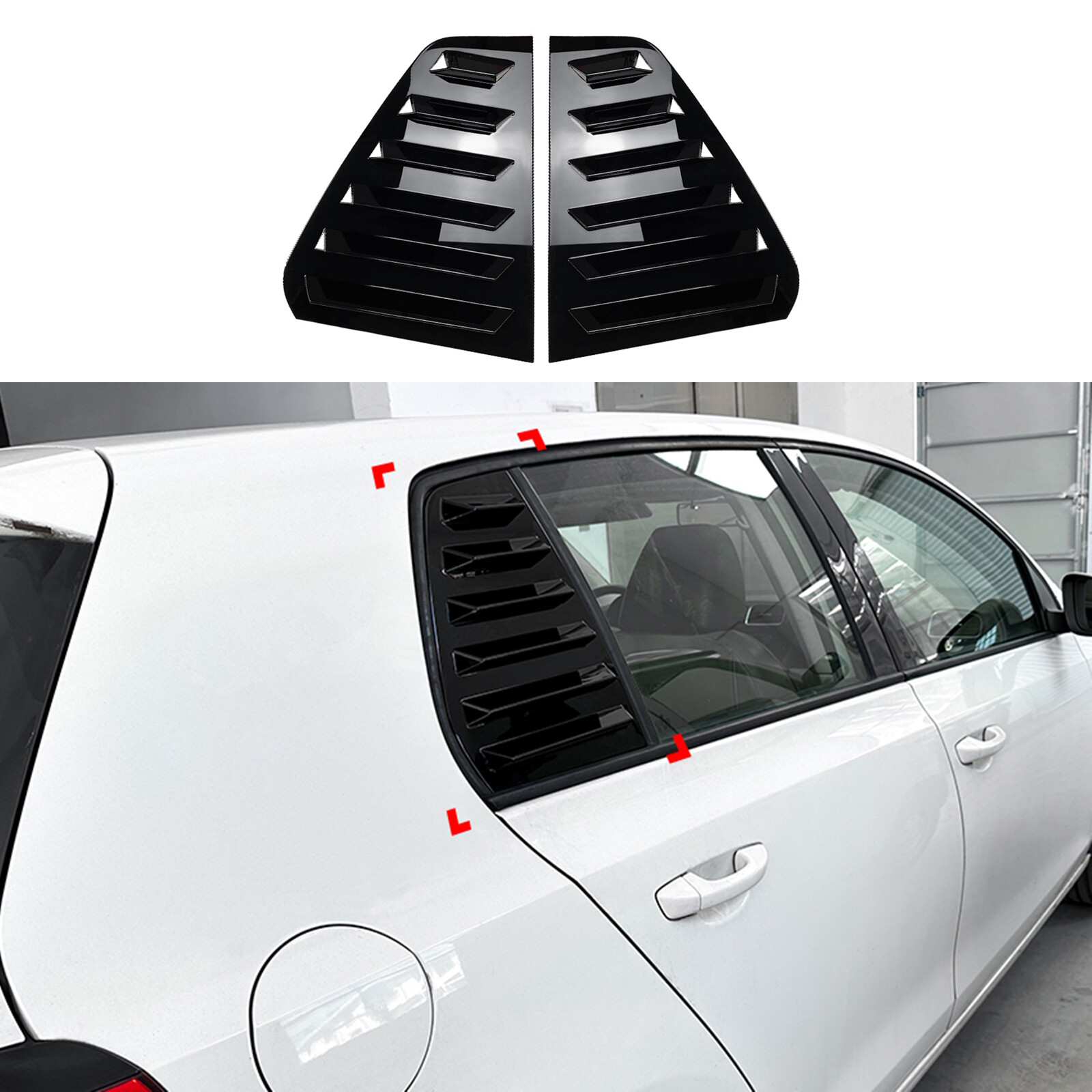 For Volkswagen Golf 6 MK6 2008-12 2010 Rear Side Window Shutter Trim Cover Black