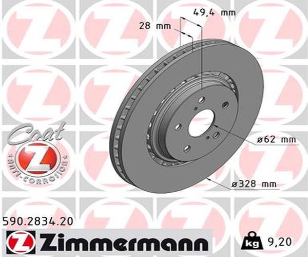 Zimmermann 2X Bremsscheibe Vorne Ø328 AußEnbelüFtet FüR Toyota RAV 4 IV WWA4_-image