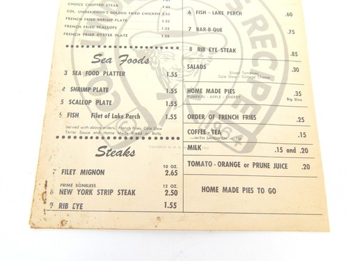 Vintage Ole Colony Restaurant Menü Col. Underwood's Rezept Huhn Stuart Florida 2B - Bild 6 von 7