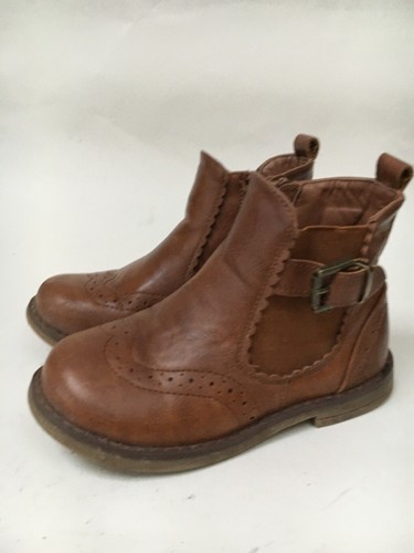 GIRLS CHELSEA BOOTS Shoes Brown Faux 