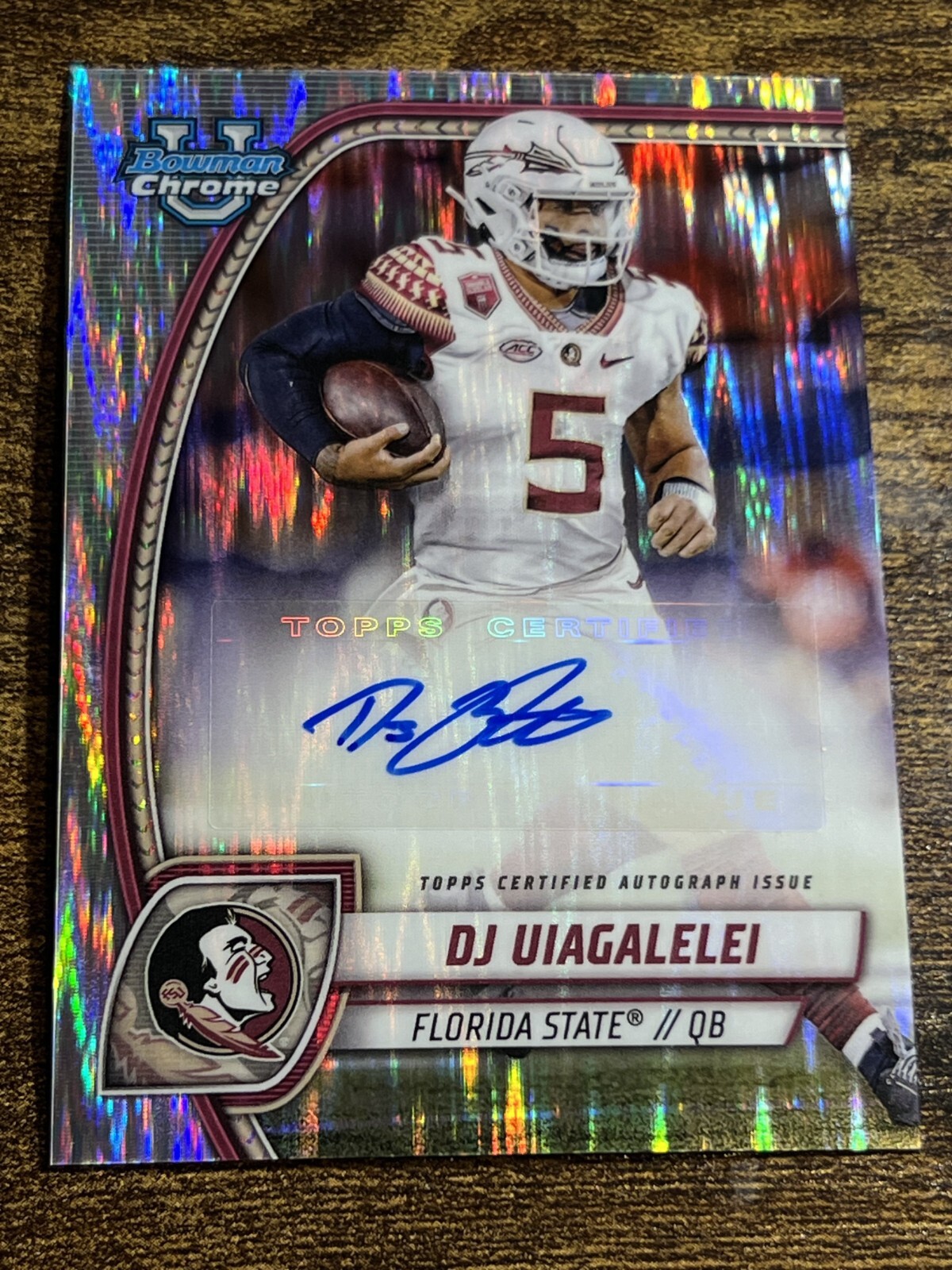DJ UIAGALELEI 2024 Bowman Chrome University Silver Stealth Refractor Auto #PADUI