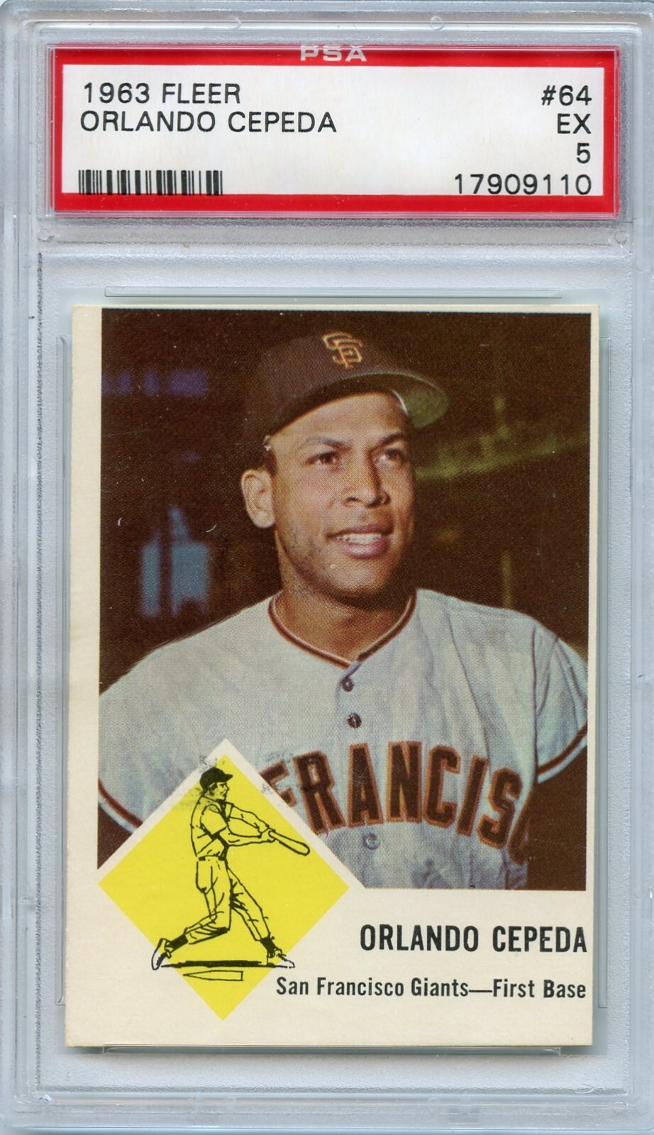 1963 Fleer Orlando Cepeda San Francisco Giants #64 🚀😳💥 PSA Graded 5