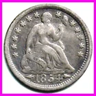 1854 SEATED LIBERTY SILVER HALF DIME VERY NICE WITH ARROWS