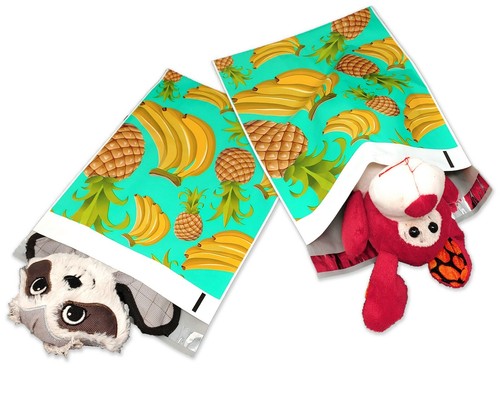 Poly Mailers 10x13 Tropical Theme Teal Pineapple Banana Shipping Mailing AQUA - Picture 20 of 108