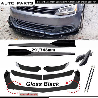For VW Scirocco R-Line Front Bumper Lip Spoiler Splitter Strut Rod Glossy Black