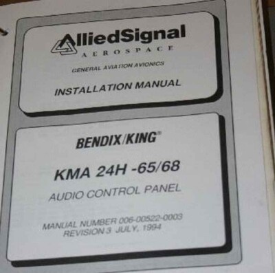 Bendix King KMA24H-50/54 Audio Panel Install/maintenance/overhaul manualKMA-24