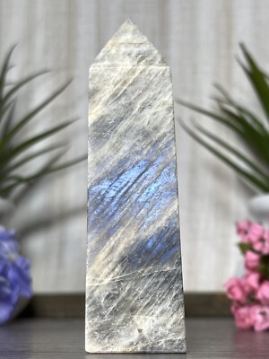 MOONSTONE SUNSTONE TOWER - Crystal Blue Feldspar Mineral Point Yoga Meditation 