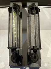 Steampunk Industrial 2X Lighting Wall Sconce Rustic Wood Elongated Bulb READ