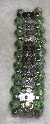 Bracelet Green Beaded Stretchy Rhinestone Expandable Costume Jewelery - Picture 10 of 10