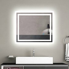 Lighted LED Bathroom Mirror with  Lights Demister Touch Sensor Wall Mounted