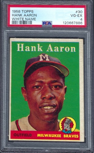 1958 Topps Hank Aaron , Card # 30, Graded PSA 4.