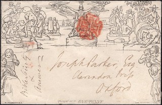 GB: 1841 Sg ME1 1d Mulready Busta Stereo A157 a Oxford V.Fine Usato Cat £450